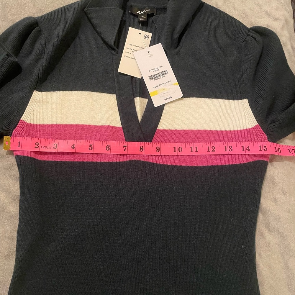 AK Sport size M dark green sweater with collar - Picture 3 of 6